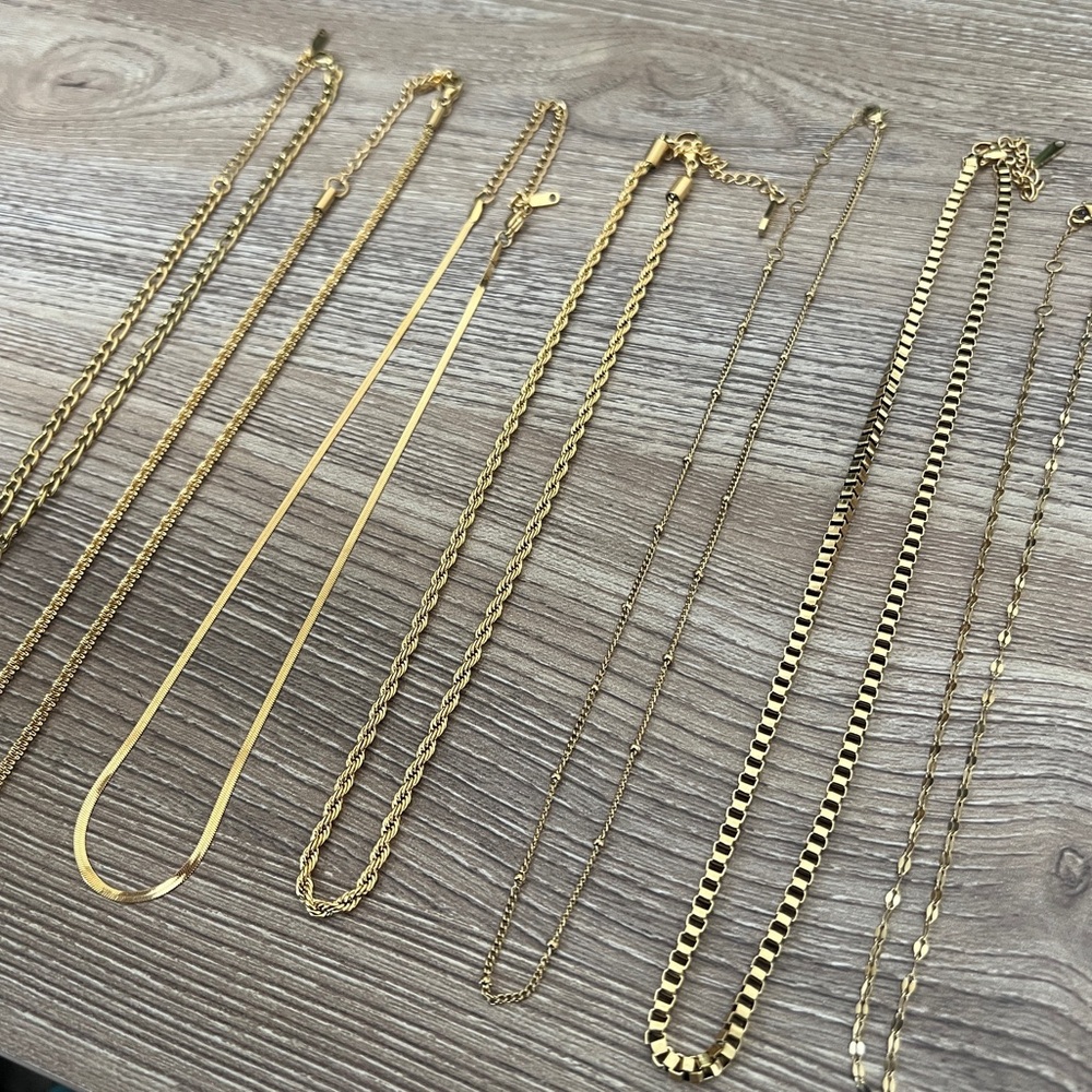 Set of 7 Gold Layering Necklaces